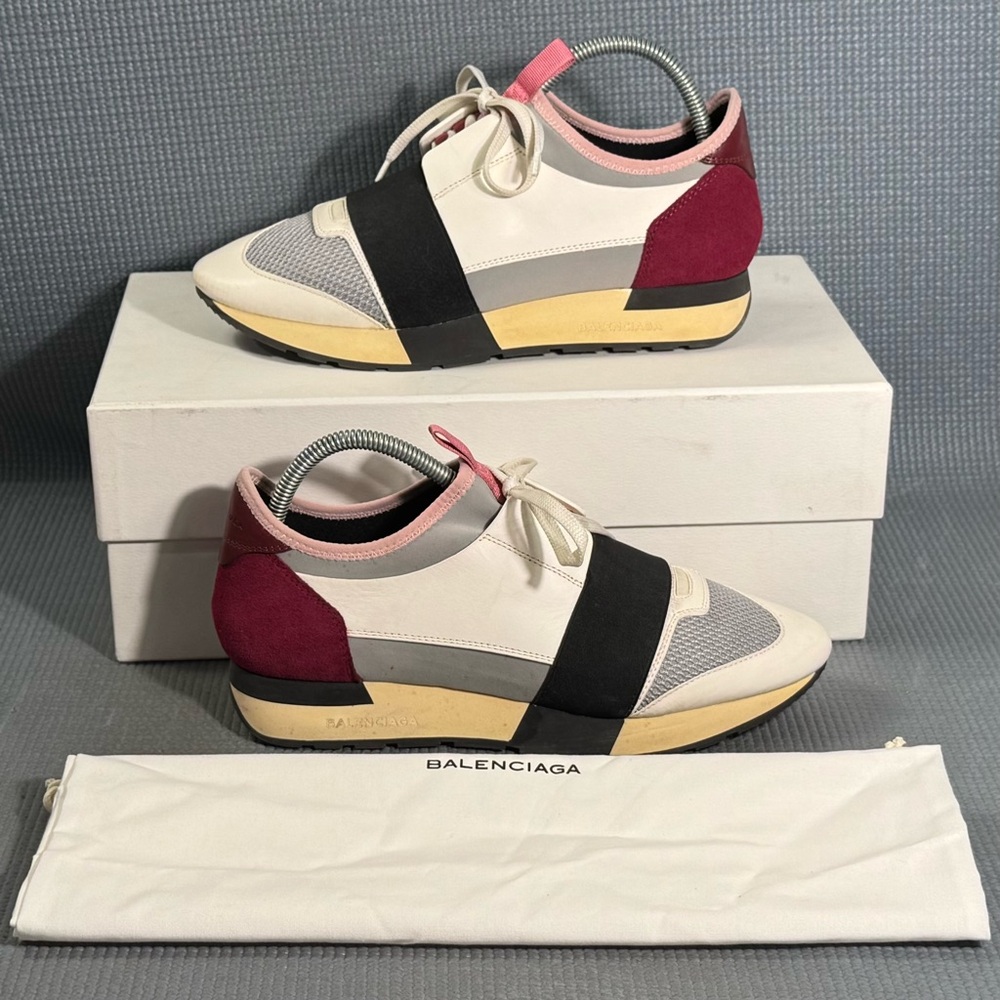 Balenciaga Multicolor Leather & Mesh Race‎ Runner Low Top Sneakers Sz 9 US 40 EU